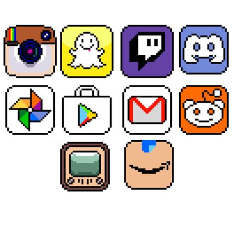 App icons pixel art by 40fSpades on DeviantArt