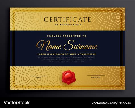 Premium golden certificate template design Vector Image