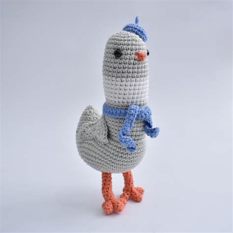 Stylist Pigeon Amigurumi Crochet Animal Handmade Stuffed Toy Doll High