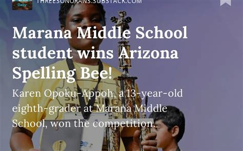 Marana Middle School student wins Arizona Spelling Bee!