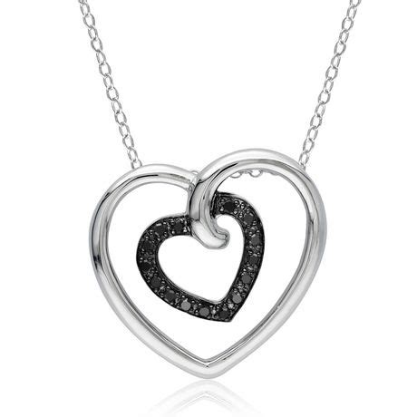 1/6 Ct Tdw Black Diamond Heart Pendant in Sterling Silver; 18" in Length | Walmart Canada
