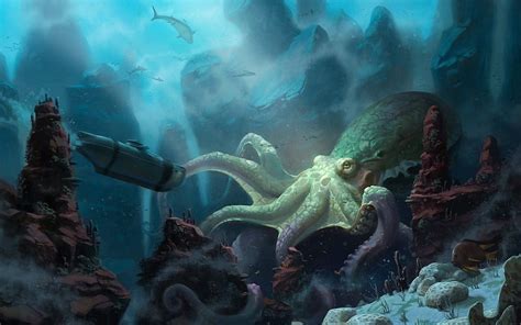 fantasy octopus wallpaper | Download wallpaper octopus, sea, bottom, depth free desktop ...