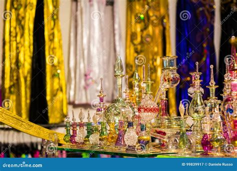 Arab Glass Perfume Bottles at the Shop Stock Image - Image of bottle ...