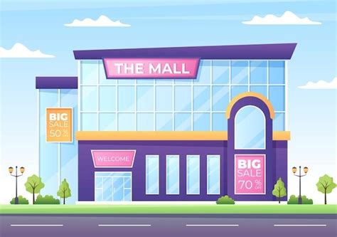 Premium Vector | Modern Shopping Mall Building Background Illustration ...