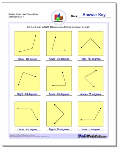 Acute Obtuse And Right Angles Worksheet