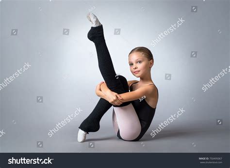 Little Adorable Child Ballerina Poses Studio Stock Photo 750495067 ...