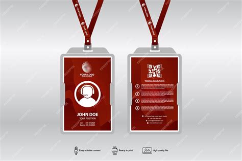 Premium Vector | Id badge design concept with red abstract background