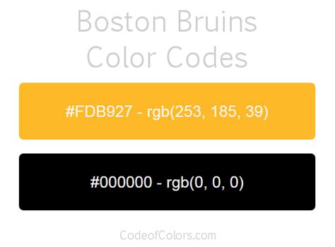 Boston Bruins Colors - Hex and RGB Color Codes