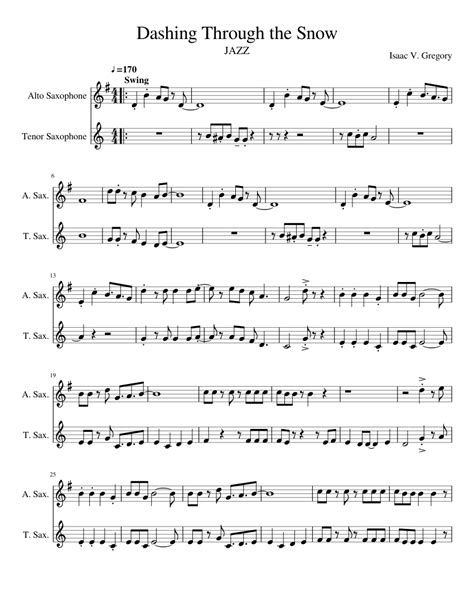 Dashing Through the Snow sheet music for Alto Saxophone, Tenor ...