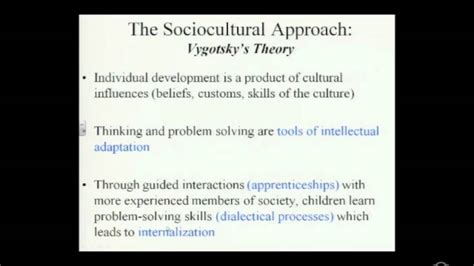 The Sociocultural Approach - Vygotsky's Theory - YouTube