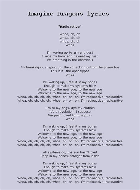 Imagine Dragons Radioactive Lyrics