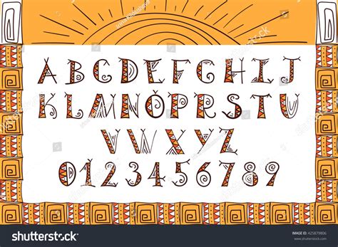 Tribal Font Ethnic Alphabet Vector African: vector de stock (libre de regalías) 425879806 ...