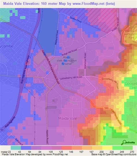 Elevation of Maida Vale,Australia Elevation Map, Topography, Contour