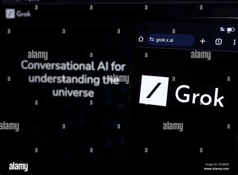 Grok AI chatbot logo seen on smartphone screen. Grok X.ai is a new ...