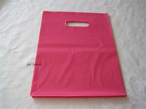 50 Pink Glossy Bags Hot Pink Plastic Bags Gift Bags