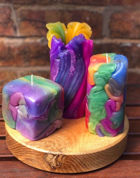 Rainbow Candles-Chunky Candles-Fancy Candles-Funky Candles-Colourful Candles-Artistic Candles ...