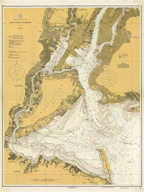 New York Harbor map 1925 INSTANT DOWNLOAD New York Bay Vintage | Etsy