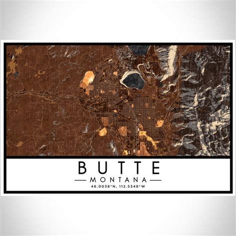 Butte - Montana Map Print in Ember — JACE Maps