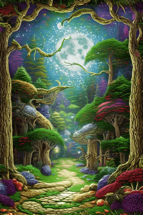 Fantasy Pagan Moon Forest Background · Creative Fabrica