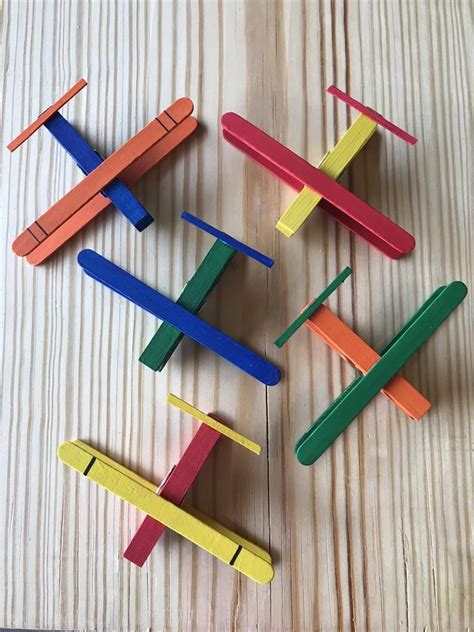 Wooden airplanes for party favors - set of 4 | Craft stick crafts ...