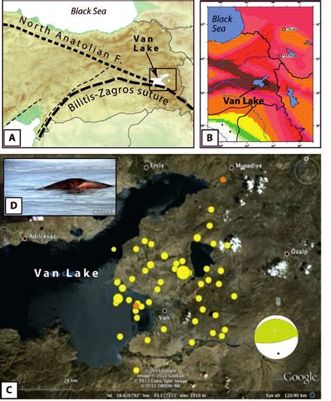 -The Van Lake Monster (Turkey). A) Major seismotectonic structures of ...