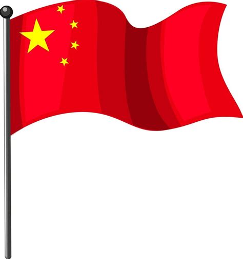 Bandera de China con poste en estilo de dibujos animados aislado sobre ...