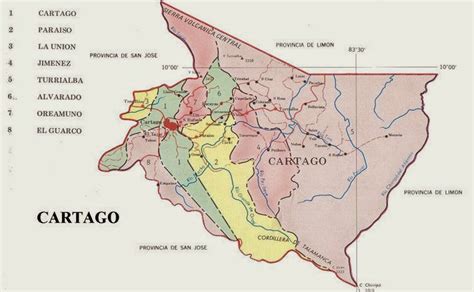 MAPAS DE: Cartago. Provincia N° 3 de Costa Rica