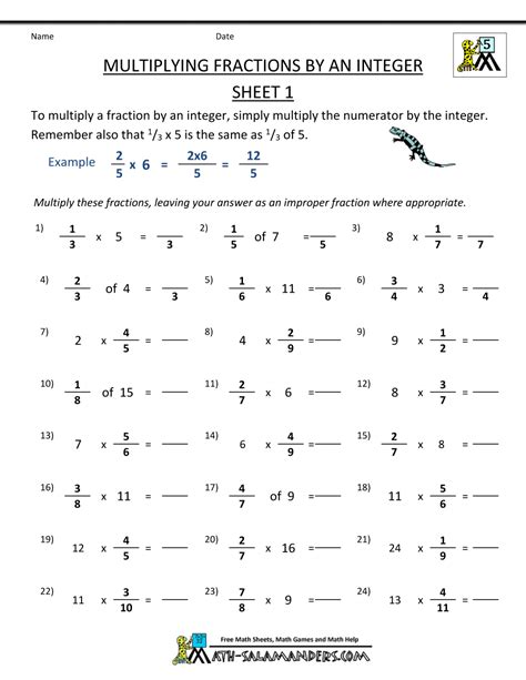 Multiplying And Dividing Integer Worksheets