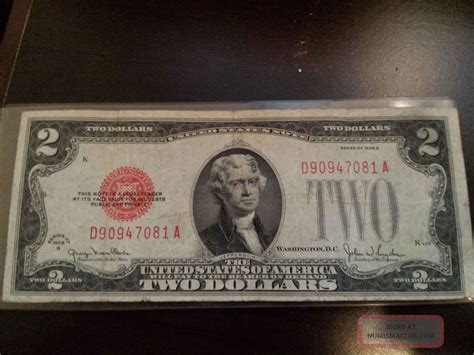 1928 - G $2 Dollar Bill Old Us Bank Note Paper Money Currency Red Seal ...