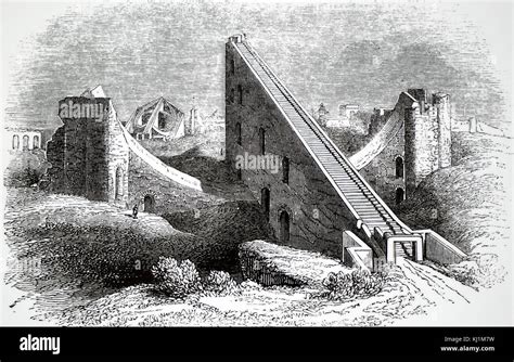 Engraving depicting Jai Singh II's observatory in Delhi, Indian. Jai ...