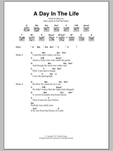 A Day In The Life by The Beatles - Guitar Chords/Lyrics - Guitar Instructor