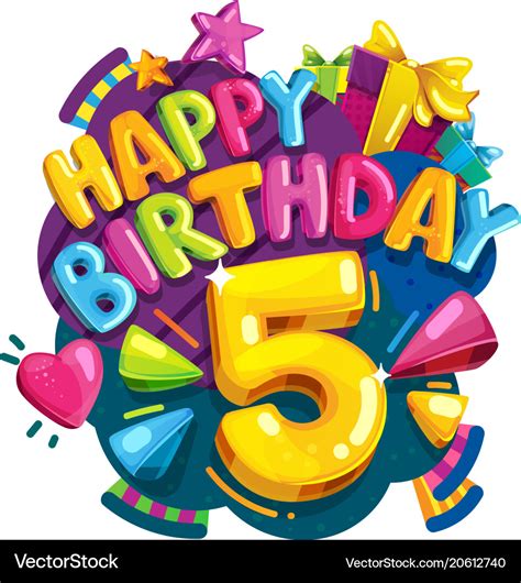 Happy birthday 5 years Royalty Free Vector Image