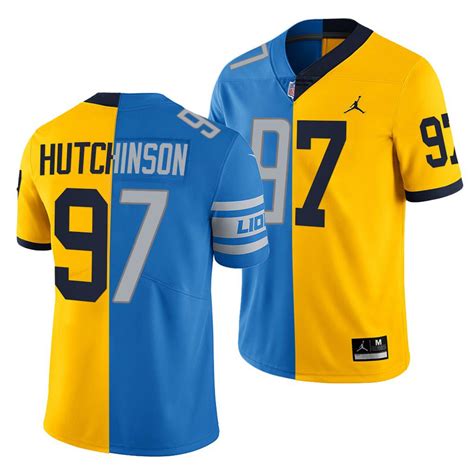 Aidan Hutchinson 2022 NFL Draft Lions X Wolverines #97 Blue Gold Split ...