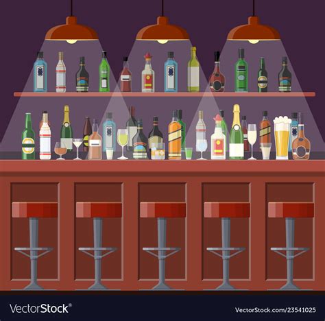 Bar pub night club interior Royalty Free Vector Image