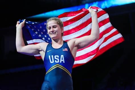 US teenage wrestler Amit Elor celebrated her victory in style at the ...