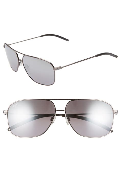 Maui Jim Kami 62mm Polarizedplus2 Aviator Sunglasses - Gunmetal/ Dual Mirror in Metallic - Lyst