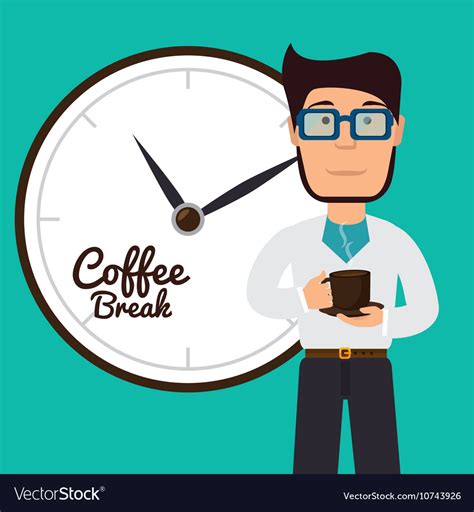 Cartoon man coffee break graphic Royalty Free Vector Image