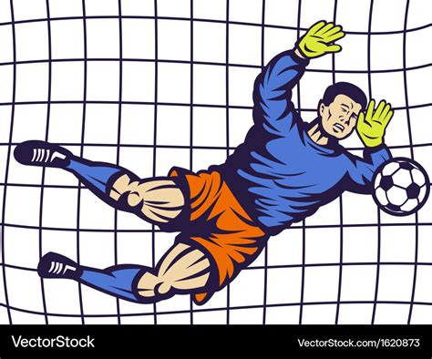 Soccer football goalie keeper saving goal Vector Image