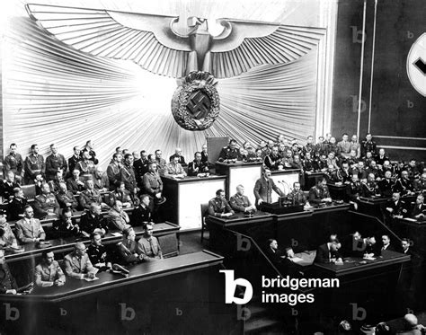 Image of Chancellor Adolf Hitler during his speech to the Reichstag ...