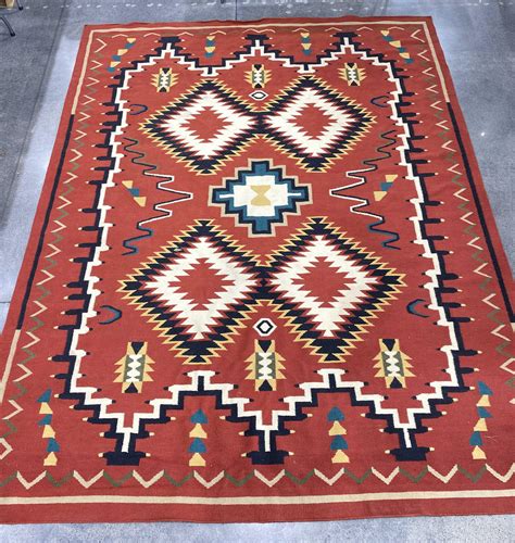 Lot - Large Southwest Navajo Style Geometric Pattern Rug