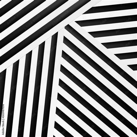 Abstract minimal background with black and white stripes. Vector geometric design, obrazy ...