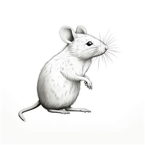 Premium AI Image | Playful And Detailed Black And White Mouse Drawing