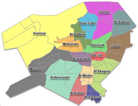 Damascus neighborhood map. | Map, Damascus, The neighbourhood