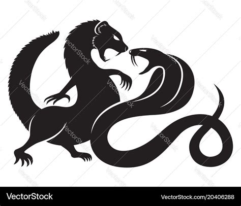 Black mongoose and cobra Royalty Free Vector Image