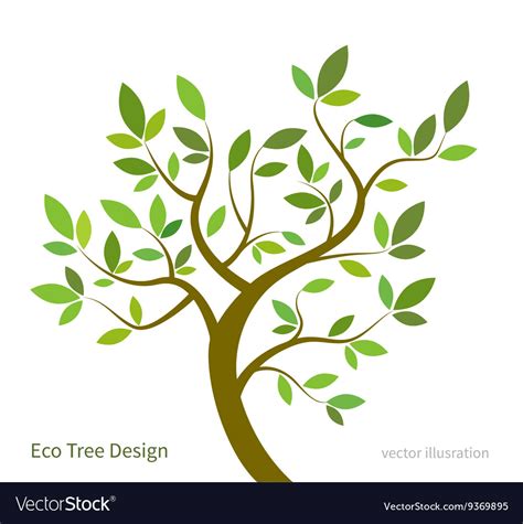 Stylized tree with branches and leaves eco Vector Image