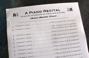 Piano Recital Program Template #1 – Color In My Piano