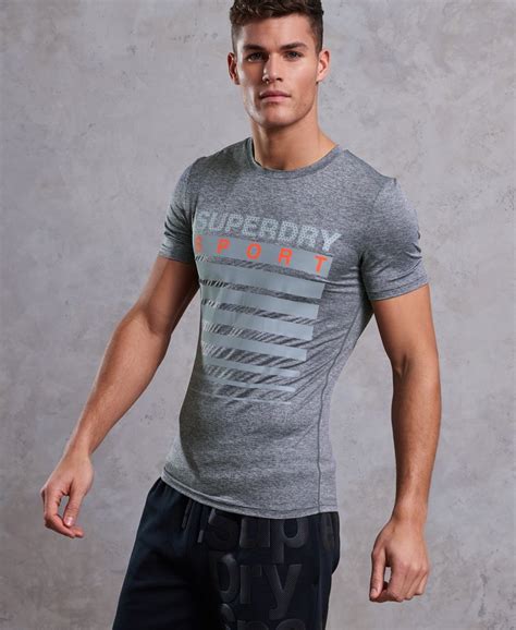 Mens - Athletic Graphic T-Shirt in Mid Grey Grit | Superdry UK