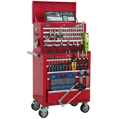 Sealey Red 10 Drawer Topchest & Rollcab Combination with 147pc Tool Kit ...