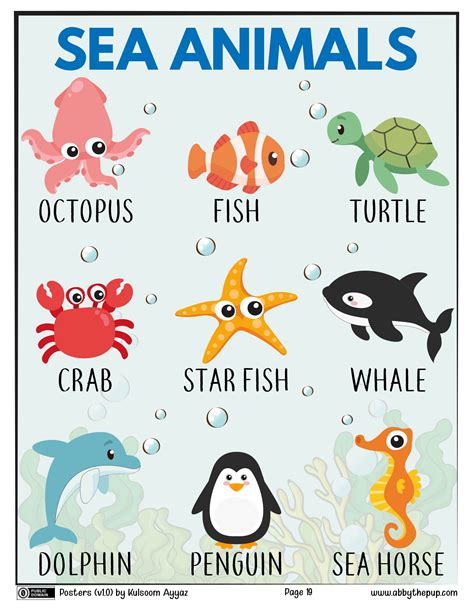 Sea Animals poster | Free Printable Papercraft Templates