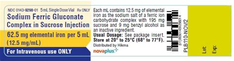 NDC 0143-9298 Sodium Ferric Gluconate Complex In Sucrose Injection ...